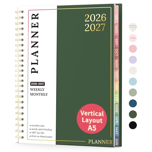 Teacher Planner 2026-2027, Forvencer Academic Planner 2026-2027, Jul 2026 - Jun 2027, 6.3" x 8.5", Weekly & Monthly Planning Book with 7 Periods, School Agenda for Teacher Student, A5, Dark Green