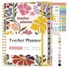 Teacher Planner 2026-2027, July 2026 - June 2027, Academic Weekly & Monthly Calendar Planner with Tabs, 8.5" x 11" A4 Teacher Lesson Plan Book with 7 Periods, Daily Agenda School Organizer for Teacher Student Homeschool Abstract Flowers