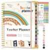 Teacher Planner 2026-2027, July 2026 - June 2027, Academic Weekly & Monthly Calendar Planner with Tabs, 8.5" x 11" A4 Teacher Lesson Plan Book with 7 Periods, Daily Agenda School Organizer for Teacher Student Homeschool, Rainbow