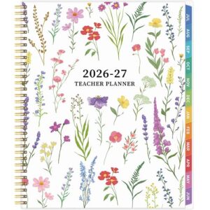 Teacher Planner 2026-2027, Teacher Planner for Academic Year, July 2026 - June 2027, Lesson Planner 2026-2027, Homeschool Plan Book, 8.5’’ x 11’’ with Tabs ＆Pocket, Flexible Cover, School Calendar