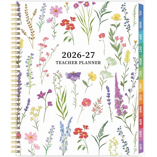 Teacher Planner 2026-2027, Teacher Planner for Academic Year, July 2026 - June 2027, Lesson Planner 2026-2027, Homeschool Plan Book, 8.5’’ x 11’’ with Tabs &Pocket, Flexible Cover, School Calendar