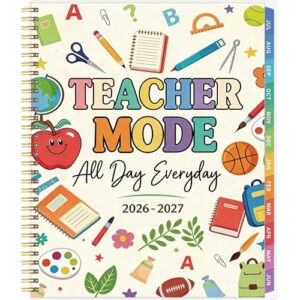 Teacher Planner 2026-2027, Teacher Planner for Academic Year, July 2026 - June 2027, Lesson Planner 2026-2027, Homeschool Plan Book, 8.5’’ x 11’’ with Tabs ＆Pocket, Flexible Cover, School Calendar