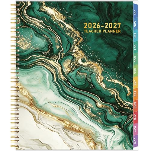Teacher Planner 2026-2027, Teacher Planner for Academic Year, July 2026 - June 2027, Lesson Planner 2026-2027, Homeschool Plan Book, 8.5’’ x 11’’ with Tabs &Pocket, Flexible Cover, School Calendar