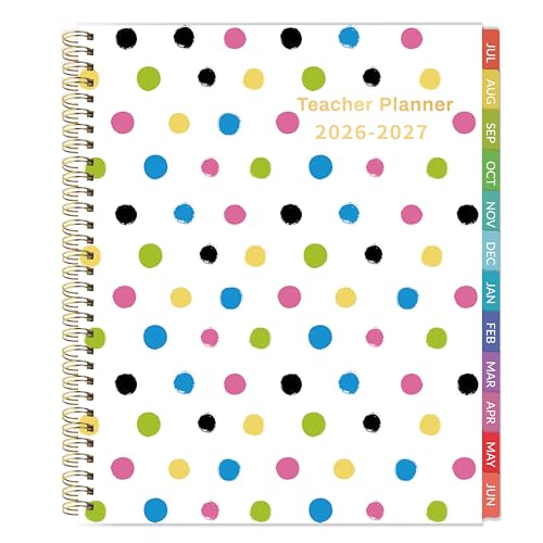 Teacher Planner 2026-2027 Weekly and Monthly Teacher Planner 2026-2027 Academic Year, July 2026 - June 2027, 8.7" x 10.8", Lesson Planner Book with Twin-Wire Binding & Tabs for Teachers - Multicolor
