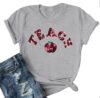Teacher Shirt for Women Sequin Apple T Shirt Back to School Top Gray