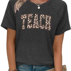 Teacher Shirts for Women: Teacher Life T-Shirt Funny Teach Graphic Tee Teaching Tops Casual Back to School Gifts