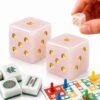 Tealeon 2 Pcs Crystal Dice Pink D6 Dice 17mm for Mahjong Tabletop Games