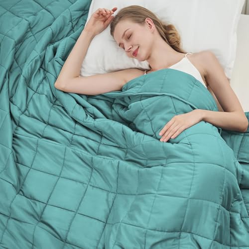 Teal Weighted Blanket for Adults 20lbs, 60"x80", Queen Size Cooling Heavy Throw Blanket for 180-220lbs, Microfiber Soft Thick Big Blankets Weighted Comforter Breathable Gift for Sleeping