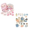 Tea Party Set for Little Girls,Flower Tea Set Toys with Wooden Tea Party Set