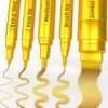 TECADA 5 Gold Paint Pens, 5 Different Tips Metallic Acrylic Paint Markers