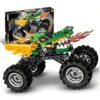 Technic Building Monster Dragon Truck Toy for Boys and Girls, 2in1 Racing Pull Back Car Toys for Off Road Stunts, Kids Birthday Gift Idea, Great Activity for Kids (Green)