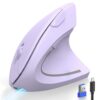 TECKNET Ergonomic Mouse, Rechargeable 2.4G+Bluetooth Vertical Mice 6 DPI Adjustable, Wireless Optical Carpal Tunnel Mouse Right Hand, Multi Device for Laptop, PC, Computer, MacBook - Light Purple