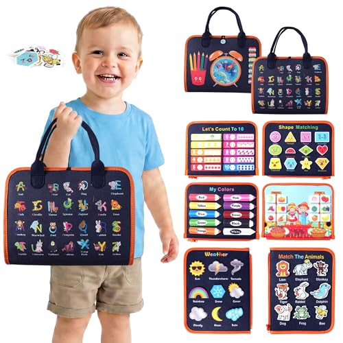 Teefrye Toddler Busy Board Montessori Toys for Boy, Activity Book Educational for Learning Fine Motor Skills, Travel Toys for Airplane Car, Birthday Gifts for Boys Toddlers