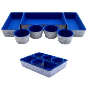Teeo - Organizers for Drawers - Kitchen Drawer Organizers and Storage - Small Organizer Bins - Makeup Drawer Organizer - Home Office Desk Dividers Compartment Organization - Pack of 7, Royal Blue