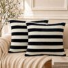 TEHALK Black Stripes Pillow Covers 18x18 Set of 2, Boho Throw Pillows Cover for Couch/Bed/Sofa/Living Room, Pillows Cover Decorative