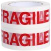 TEHAUX 2 Rolls Red Fragile Packing Tape with Strong Adhesive, Tear Resistant BOPP Film Warning Tape for Small Business and Moving Boxes, Versatile Use Shipping Care Labels