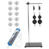 TEHAUX Pulley, Set Adjustable Experiment with Physics Block Height Bracket and Hook Weights Heavy Duty Plastic and Iron Material Pulley System for Middle School Physics Classrooms