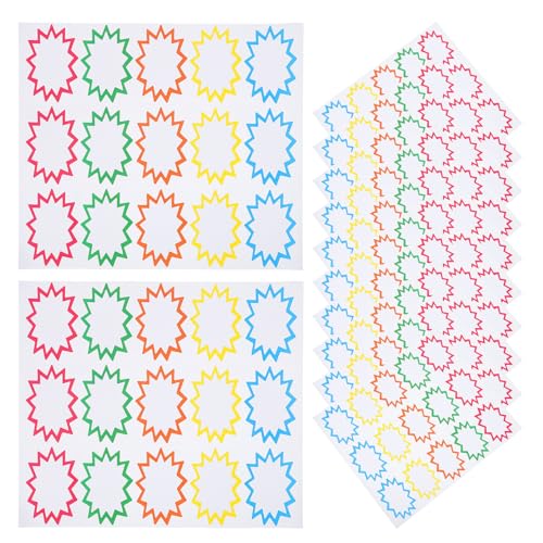 TEHAUX Sheets, Convenient Writing Surface and 30 Sheets Blank Price Tag Stickers Strong Adhesive Performance Synthetic Paper Self-Adhesive Burst Labels Retail Signage and Boutique