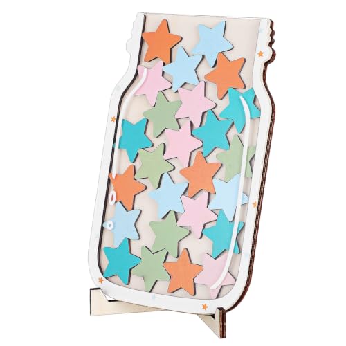 TEHAUX Star Reward Jar for Behavior Management Classroom Tools with Strong Wood and Acrylic Materials, Goal Oriented Rewards System, Motivational Chart for Classroom and School Use