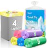 Teivio Small Trash Bags 4 Gallon 200 Counts Clear Colorful Garbage Bags, Bathroom Trash Can Bin Liners, Plastic Bags for home office kitchen, fit 12-15 Liter, 3,3.5,4.5 Gal, Colorful