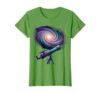 Telescope Galaxy Stargazing Space Explorer Design T-Shirt, Women, Grass Green, X-Small