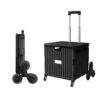 Telescoping Stair Climbing Cart 65L, Foldable Utility Wagon with Rubber Wheels, Heavy Duty Collapsible Storage Trolley for Office Shopping & Home Organization, Black