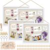 Teling 4 Pack Wood Bulletin Boards with Linen 12''x 16'' Cork Board for Walls with 40 Pushpin Decorative Wood Framed Display for School Office Home Decor (White)
