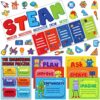 Teling 64 Pcs Stem Steam Science Posters Bulletin Board Decorations Set