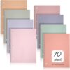 Teling 8 Pcs 1 Subject Spiral Notebook for Work College Ruled 8 x 10 1/2 Inch Spiral Journal Notebook 3 Hole Punched Paper Tear Line 70 Sheets Office School Study Supplies(Bright Color,8 Pcs)