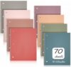 Teling 8 Pcs 1 Subject Spiral Notebook for Work College Ruled 8 x 10 1/2 Inch Spiral Journal Notebook 3 Hole Punched Paper Tear Line 70 Sheets Office School Study Supplies (Vintage Color)