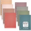 Teling 8 Pcs 1 Subject Spiral Notebook Wide Ruled Colored Notebook 8 x 10 1/2 Inch Pastel Spiral Notebooks 3 Hole Divider Pockets Assorted Colors Easy Tear 100 Sheets Office (Vintage Color)
