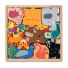 Telugu Tots Wooden Telugu Animal Puzzle for Toddlers 18M+ – 11 Animal Pieces with Telugu Script & Romanized Pronunciation – Montessori Fine Motor Toy with Beech Wood Frame