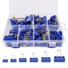 Temiary 138 Pcs Binder Clips, Assorted 6 Sizes with Container, Blue