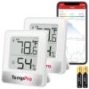 TempPro TP349 2 Pieces Digital Hygrometer Indoor Thermometer, Bluetooth Thermometer Hygrometer
