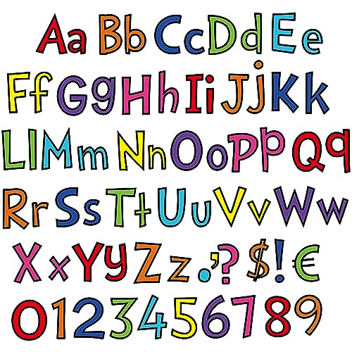 Tenare 134 Pieces 5 Inch Bulletin Board Letters Alphabet Numbers Combo Set Back to School Letter Cutouts for Bulletin Board Display Home Decor(Novelty Rainbow Color)