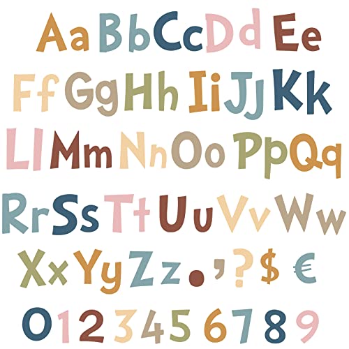 Tenare 134 Pieces 5 Inch Bulletin Board Letters Alphabet Numbers Combo Set Back to School Letter Cutouts for Bulletin Board Display Home Decor(Morandi Color)
