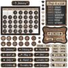 Tenare 169 Pcs Industrial Chic Style Classroom Calendar Bulletin Board Set, Calendar Seasons Weather Chart Bulletin Board and Classroom Display with Stickers for Bedroom Wall Decoration