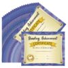Tenare 48 Pcs Reading Achievement Certificate 11 x 8.5 Inches Paper Awards Recognition Achievement Certificate for Graduation Party Supplies Graduation Awards Grad Wishes Favors