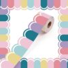 Tenceur 120 ft Macaron Bulletin Board Borders Colorful Scalloped Border Trim Roll Bulletin Board Decorations with Adhesive Dots for Classroom Office Chalkboard Wall Decor
