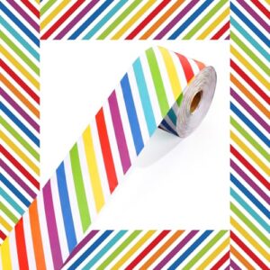Tenceur 120 ft Rainbow Retro Bulletin Board Borders 2.76 Inch Colorful Striped Classroom Border Trim Rolled Bulletin Board Decorations for Back to School Classroom School Office Home Chalkboard Decor