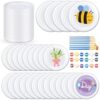 Tenceur 24 Pcs DIY Plastic Flying Disks Bulk 7 Inch Paint Your Own White Flying Disc with Paintbrushes and Paints for Party Favors and Crafts Fun Home Activities Games (White)