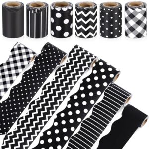 Tenceur 98.5 ft Polka Dots Bulletin Board Borders Classroom Decoration 6 Rolls Classroom Borders Set Scalloped Bulletin Board Trim for Back to School Office Home Chalkboard Wall