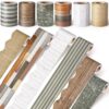 Tenceur 98.5 ft Wood Grain Bulletin Board Borders Classroom Decoration 6 Rolls Farmhouse Classroom Borders Set Scalloped Bulletin Board Trim for Back to School Office Home Chalkboard Wall