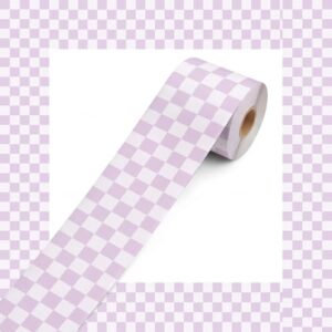 Tenceur Checkers Straight Rolled Border Trim, 120 ft Rolled Checkered Bulletin Boards for Classroom Decor, Border Trims for School Homeschool Office Wall Desk Window Door Supplies(Purple)