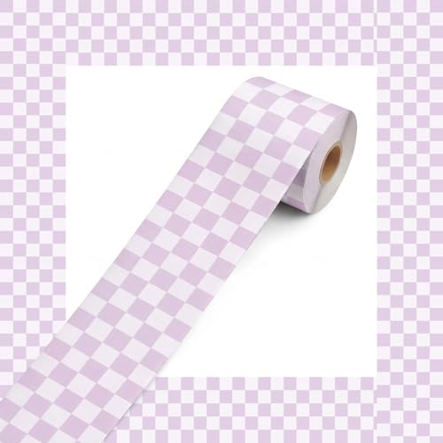Tenceur Checkers Straight Rolled Border Trim, 120 ft Rolled Checkered Bulletin Boards for Classroom Decor, Border Trims for School Homeschool Office Wall Desk Window Door Supplies(Purple)