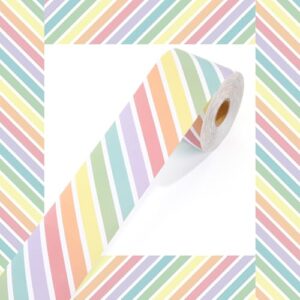Tenceur Pastel 120 ft Bulletin Board Borders 2.76 inch Colorful Striped Classroom Border Trim Rolled Bulletin Board Decorations for Back to School Classroom School Office Home Chalkboard Decor