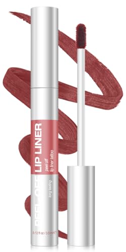 TENGLONG Peel Off Lip Liner Stain, Long Lasting Waterproof Matte Lip Tattoo, Transfer Proof Smudge Proof Highly Pigmented Non-Stick Cup Lip Makeup for Women Daily Beauty, ROSE BLUSH