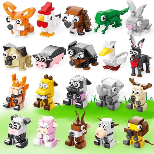 TENYEAH 20 Pack Party Favors Building Set for Adult, Mini Animals Building Block Toy, Classroom Prizes Goodie Bags Stocking Stuffer, Easter Gifts Birthday for Age 14+