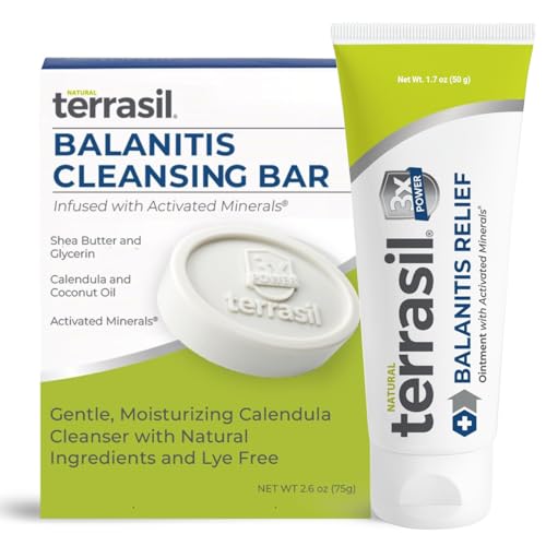 terrasil Balanitis Relief + Cleansing Soap 2-Product Kit - Balanitis Treatment for Men, Natural Foreskin Ointment for Symptoms of Itch & Irritation. Dermatologist Tested (50g Tube + Soap Bar)