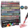 tesrhino 168 Colors Acrylic Paint Markers Brush Tip, Professional Acrylic Paint Pens for Rock Painting, Wood, Canvas, Ceramic, Glass, DIY Craft Supplies